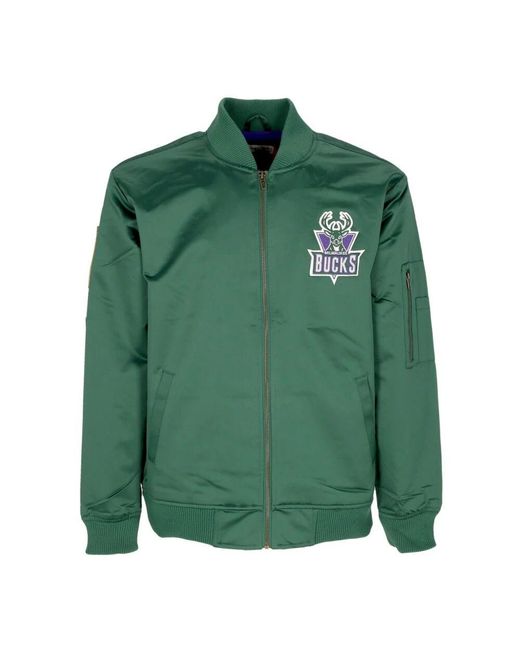 Mitchell & Ness Milwaukee Bucks Nba Leichter Satin Bomber in Green für Herren