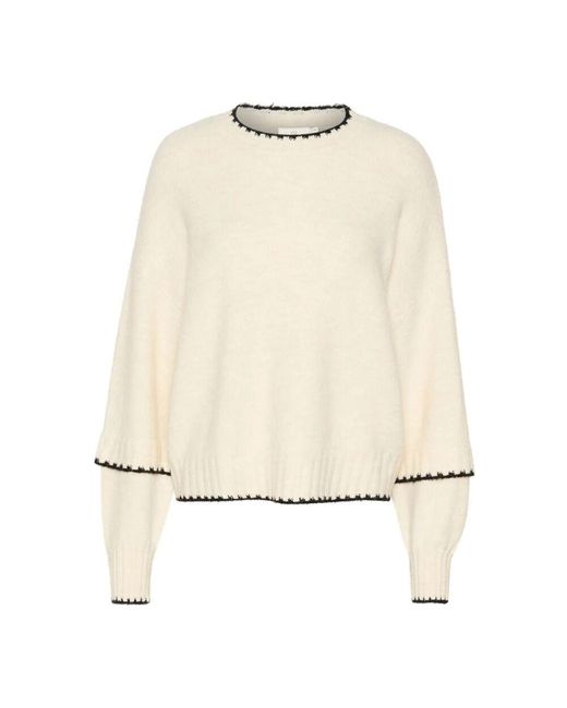Kaffe Natural Strickpullover mit puffärmeln