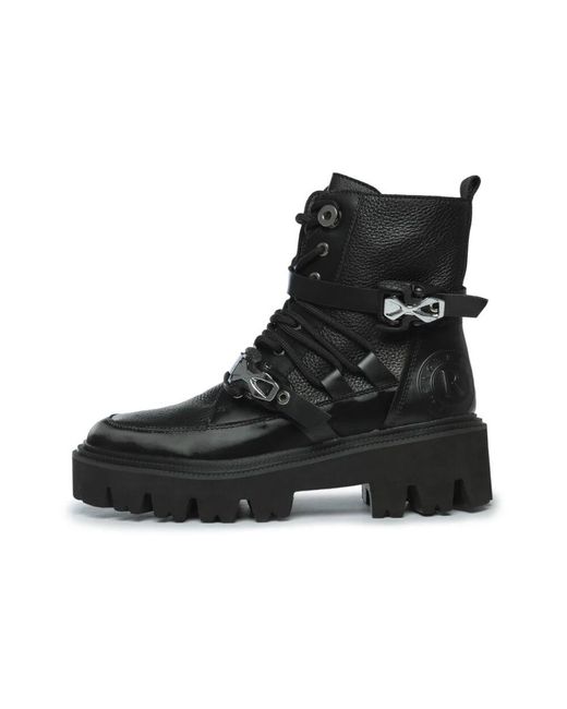 CESARE GASPARI Black Robuste Mehrriemen-Kampfstiefel