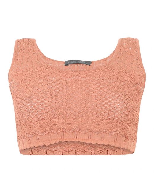 Alberta Ferretti Zacht Cropped Top Met Brede Bandjes in het Pink