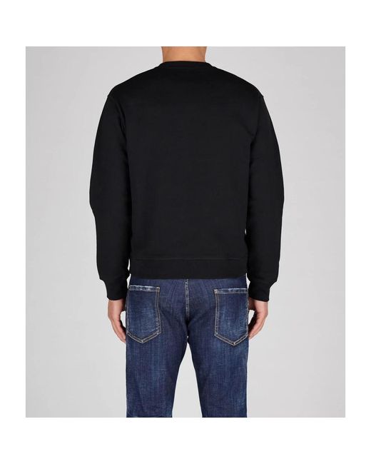 DSquared² Pixel-logo schwarzer baumwollpullover in Black für Herren