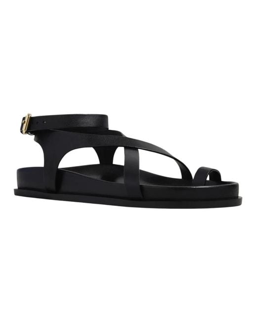 A.Emery Black Flat Sandals