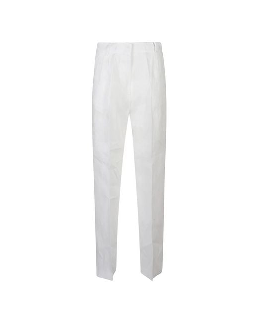 ACTUALEE White Straight Trousers