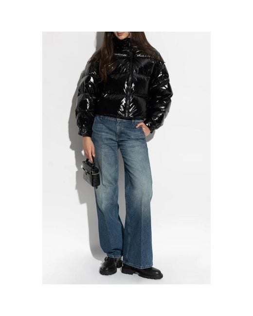 Michael Kors Black Daunenjacke Mit Glänzendem Finish