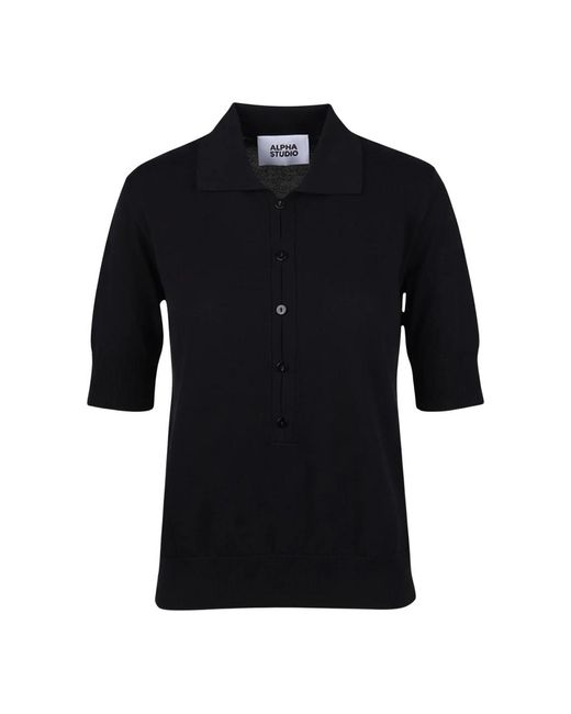 Alpha Studio Black Polo Shirts