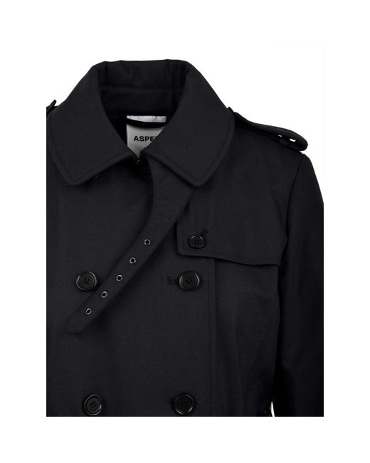 Aspesi Jassen ,Blauw ,Wol Single-Breasted Jas Model 2N03 F517 Katz in het Black
