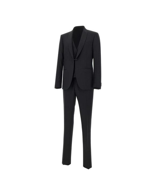 Corneliani Black Single Breasted Suits for men