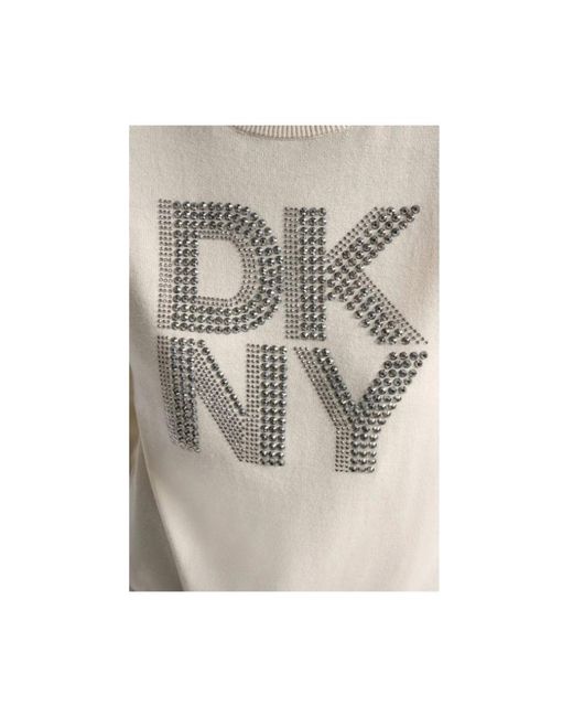 DKNY White Round-Neck Knitwear