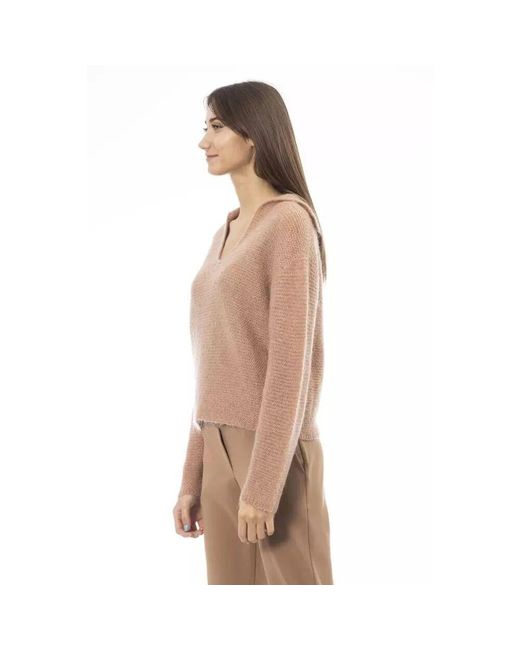 V-Neck Knitwear di Alpha Studio in Natural