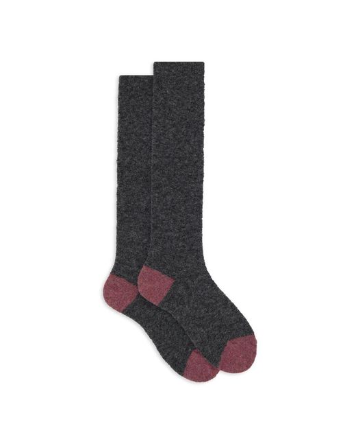 Gallo Gray Lange einfarbige graue bouclé-socken
