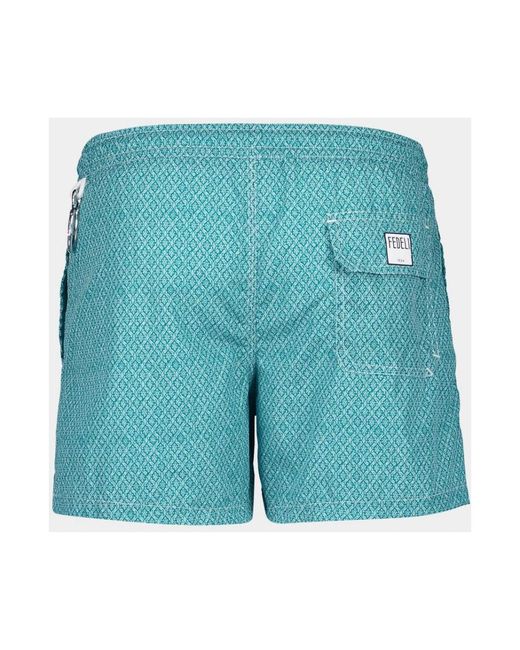Fedeli Badmode ,Groen ,Polyester Groene Diamond Weave Zwemshorts in het Blue voor heren