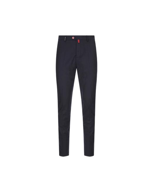 Kiton Blaue Woll Elastan Hose in Blue für Herren