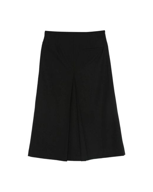 Semicouture Elegante Zwarte Geplooide Midi Rok in het Black