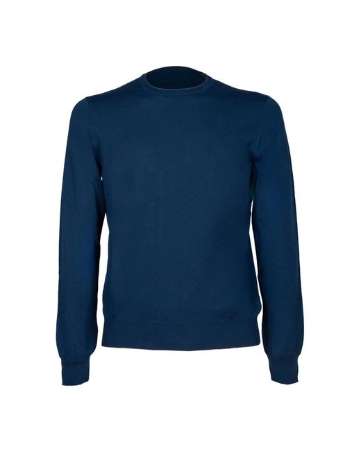 Vintage indigo maglione in cotone collo a giro di Gran Sasso in Blue da Uomo