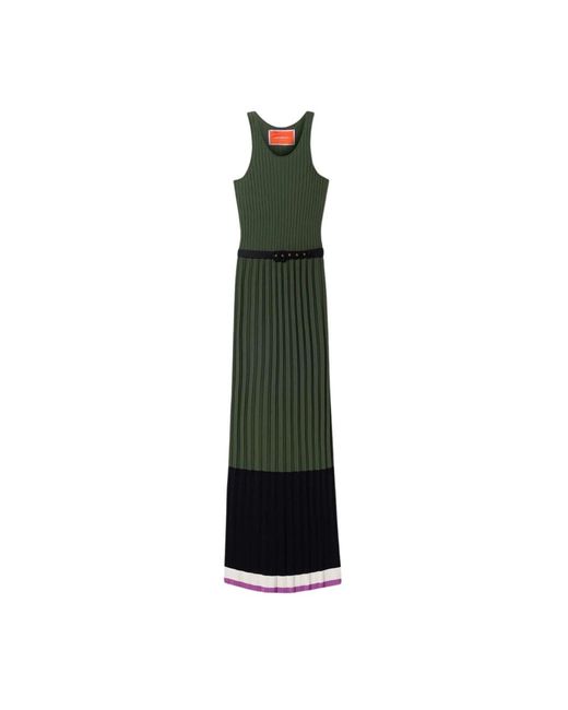 LaDoubleJ Kleedjes ,Veelkleurig ,Polyester Gebreide Plissé Racer-Back Jurk in het Green