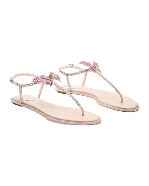 Rene Caovilla Flat Sandals in het Pink