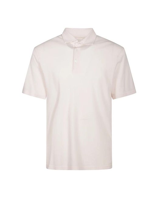 Fedeli Tops ,Roze ,Katoen Superlicht Piqué Poloshirt Met Korte Mouwen in het White voor heren