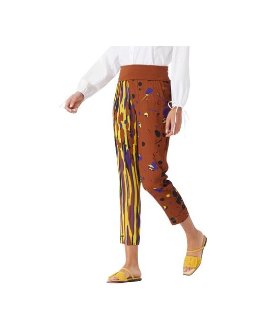 Manila Grace Brown Slim-Fit Trousers