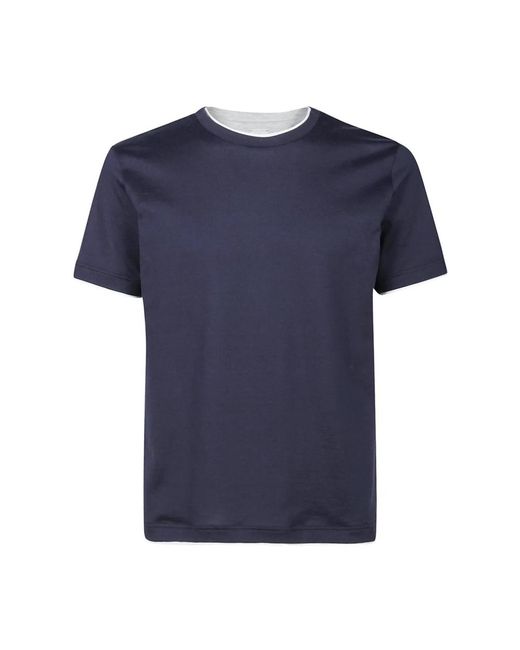 Eleventy Tops ,Blauw ,Katoen Katoenen Jersey T-Shirt Met Ronde Hals in het Blue voor heren