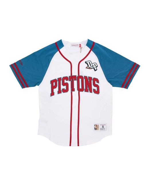 Mitchell & Ness Tops ,Veelkleurig ,Katoen Nba Oefendag Jersey Detroit Pistons in het Blue voor heren
