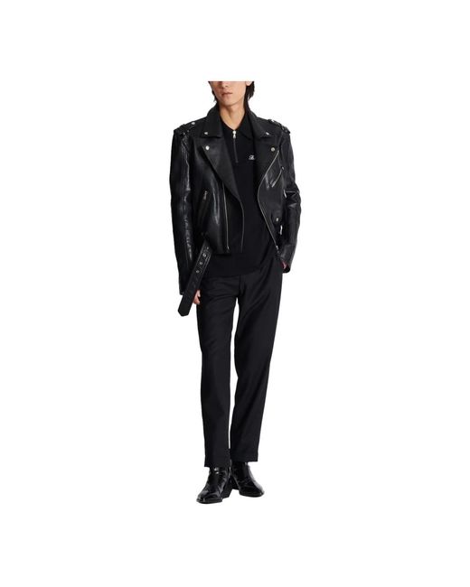 Balmain Tops ,Zwart ,Katoen Polo Shirt Met Korte Mouwen En Kenmerkend Borduursel in het Black voor heren