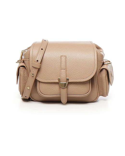 Coccinelle Natural Stilvolle Nackte Schultertasche Mit Klappe