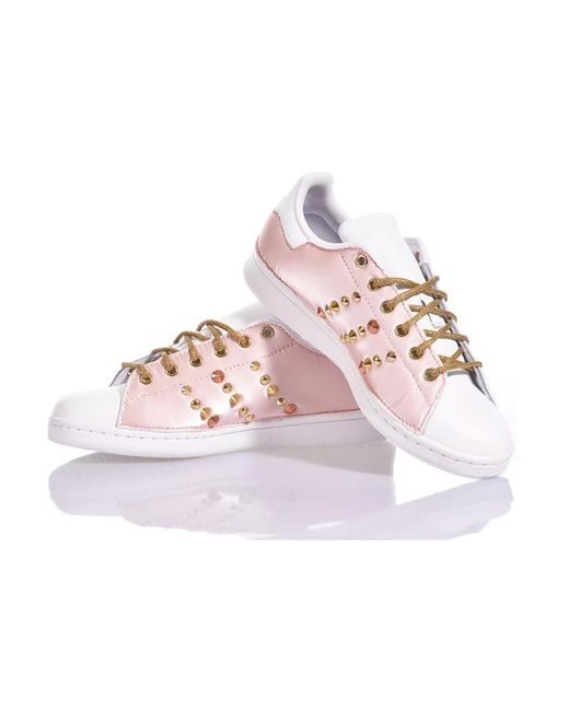 Adidas Pink Handgefertigte weiße goldene rosa sneakers