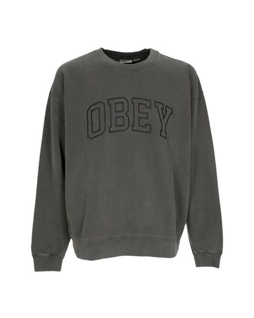 Obey Schwerer crew fleece sweatshirt in Gray für Herren