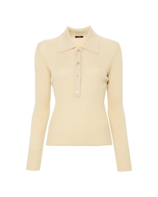 Joseph Tops ,Wol Fijn Geribbelde Merinos Polo Shirt in het Natural