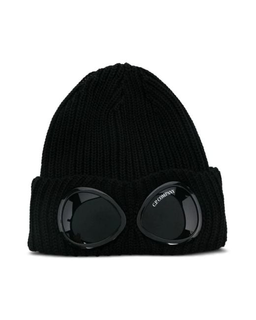 C P Company Zwarte Wollen Beanie Hoed Aw25 in het Black voor heren