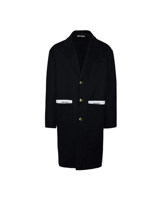 Palm Angels Black Single-Breasted Coats for men