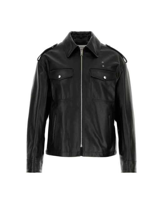 McQueen Black Leather Jackets for men