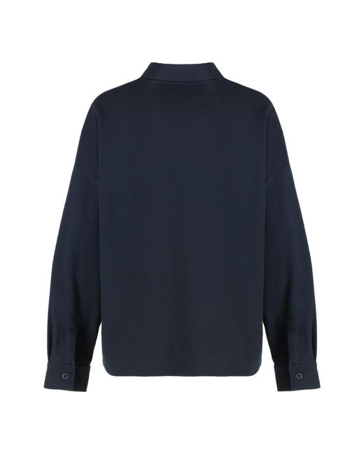 Weekend by Maxmara Jassen ,Blauw ,Katoen Crop Single-Breasted Jas in het Blue