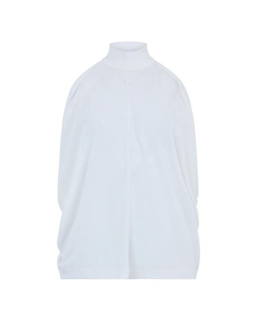 Alberta Ferretti Tops ,Wit ,Polyester Mouwloze Top Met Hoge Kraag in het White