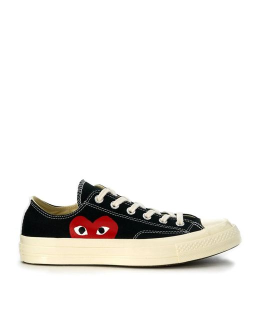 COMME DES GARÇONS PLAY Black Canvas nero low top sneaker mit iconic rotes herz
