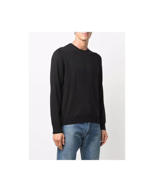 La Fileria Schwarzer woll rundhals pullover in Black für Herren