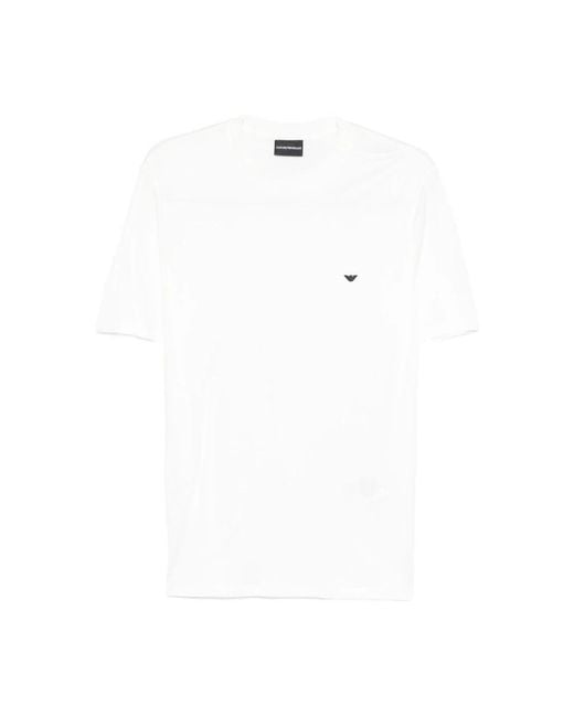 Emporio Armani White Round Neck T-Shirt With Logo Detail for men