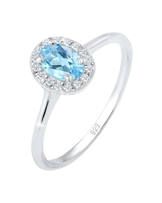 Elli Jewelry Elegante Topaas En Diamanten Ring in het Blue