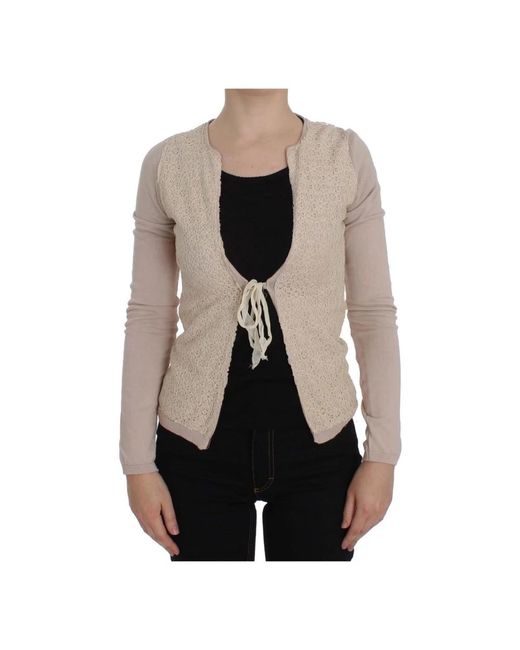 Pink Memories Truien & Vesten ,Katoen Logo Detail Wrap Sweater Roze Katoen in het Natural