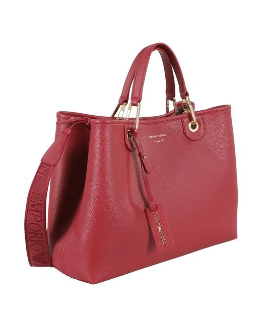 Emporio Armani Red Rote Kunstleder-Einkaufstasche
