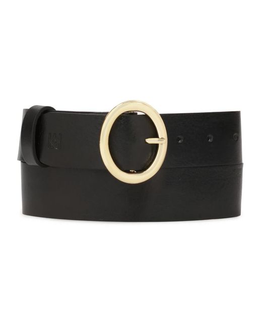 Kazar Accessoires ,Zwart ,Leer Klassieke Zwarte Riem Met Ronde Gesp in het Black