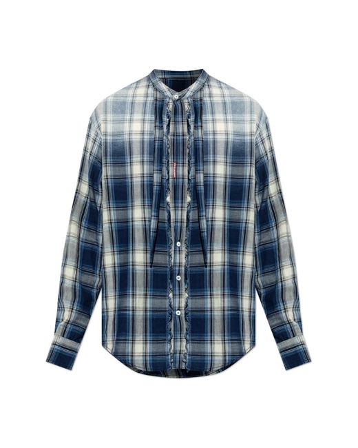 DSquared² Washed Check Shirt in het Blue voor heren