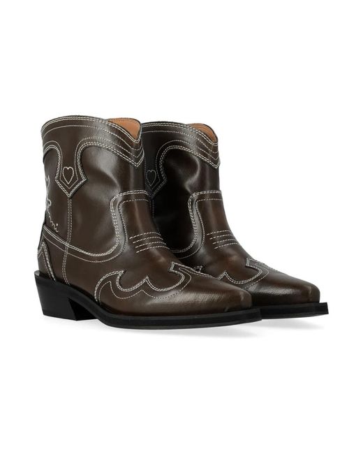 Ganni Brown Cowboy Boots