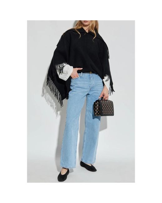 By Malene Birger Jassen ,Zwart ,Wol Poncho Turtma in het Black