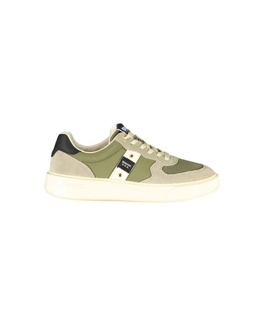 Blauer Grüner Leder Herren Sneaker in Green für Herren