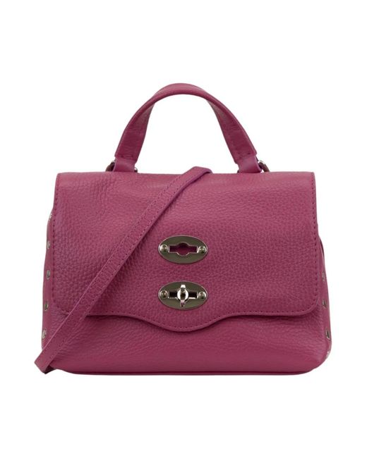 Zanellato Purple Leder Damen Schultertasche Girello