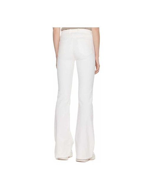 Pinko White Flare-fit weiße jeans mit love birds diamond cut schnalle