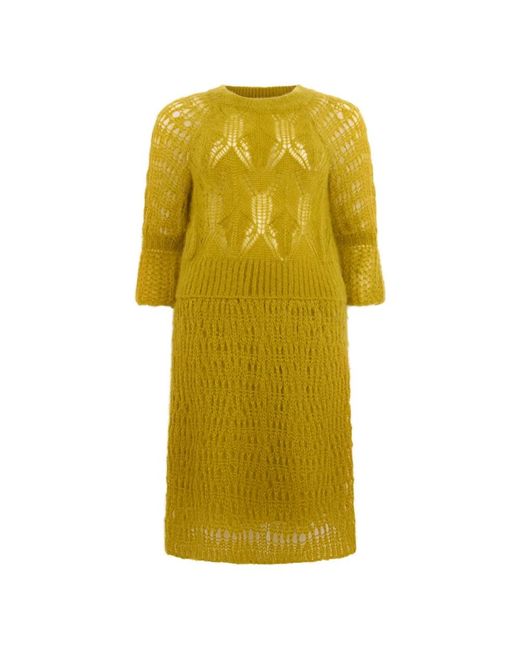 Alberta Ferretti Yellow Knitted Dresses