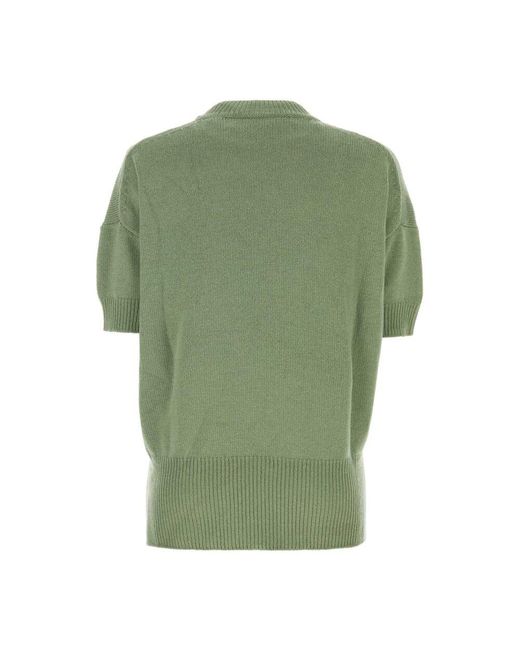 Jil Sander Green Pastellgrüner wollpullover