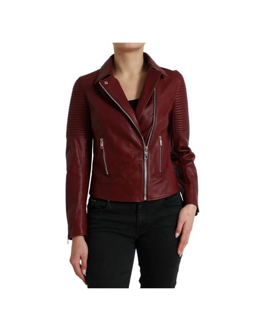 Leather jackets Dolce & Gabbana de color Red